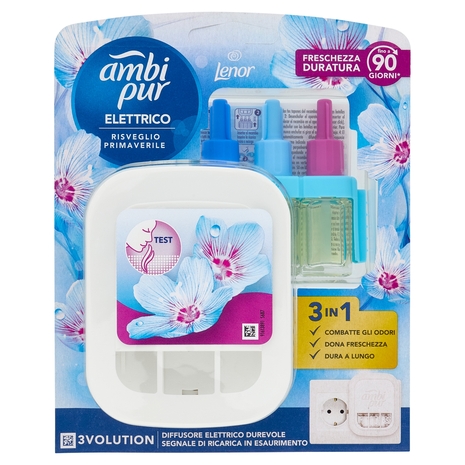 Ambi Pur Profumatore per Ambienti Diffusore Elettrico+Ricarica 3Volution,Risveglio Primaverile 20 ml